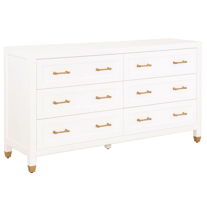 Suzy White & Brass Double Dresser | Bone & Brass