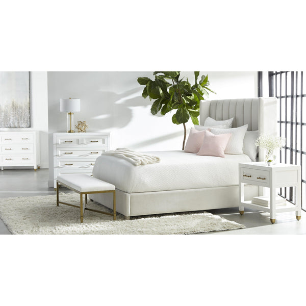 Suzy White & Brass High Chest - Dresser Side View | Bone & Brass