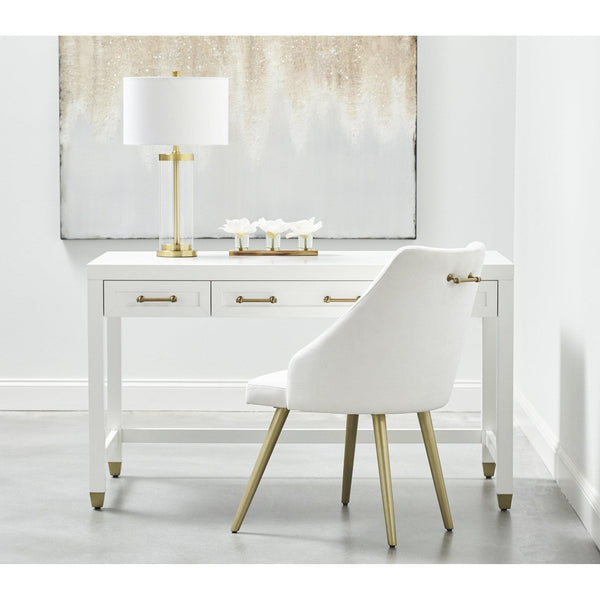 Suzy White Desk - Desk Side View | Bone & Brass