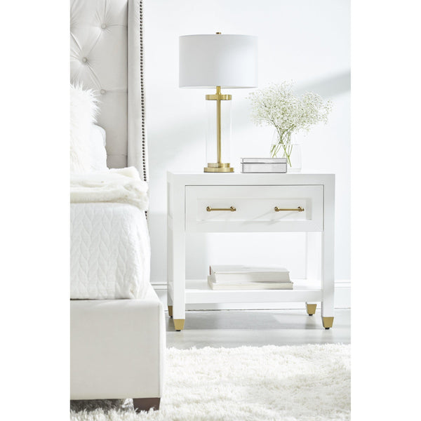 Suzy White Nightstand - Nightstand Side View | Bone & Brass