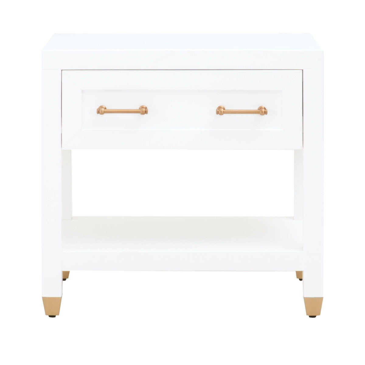 Suzy White Nightstand - Nightstand Drawer Detail | Bone & Brass
