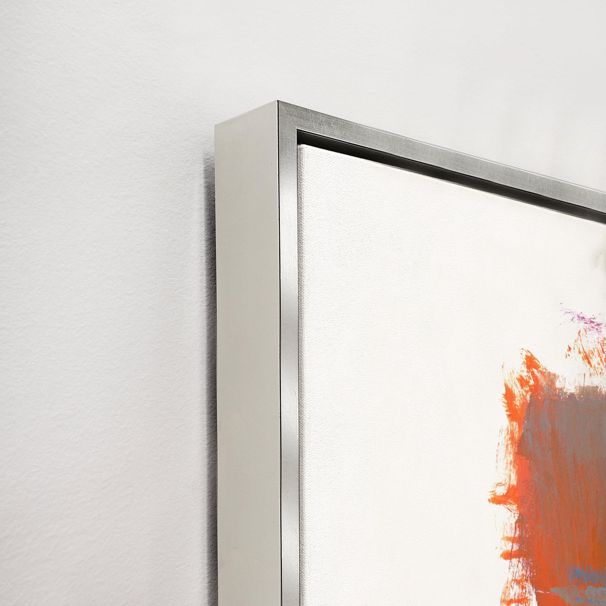 Close-up of Swatches Colors III Giclee Canvas Painting with a silver frame and brush gel finish.
