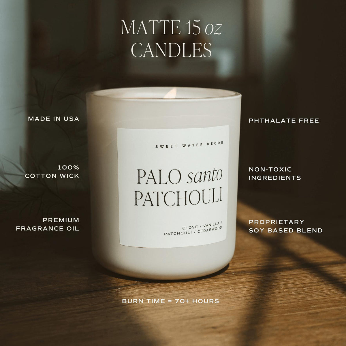 Relax Girl Soy Candle - Tan Matte Jar - 15 oz (Relaxation) - Candle Lit View | Bone & Brass