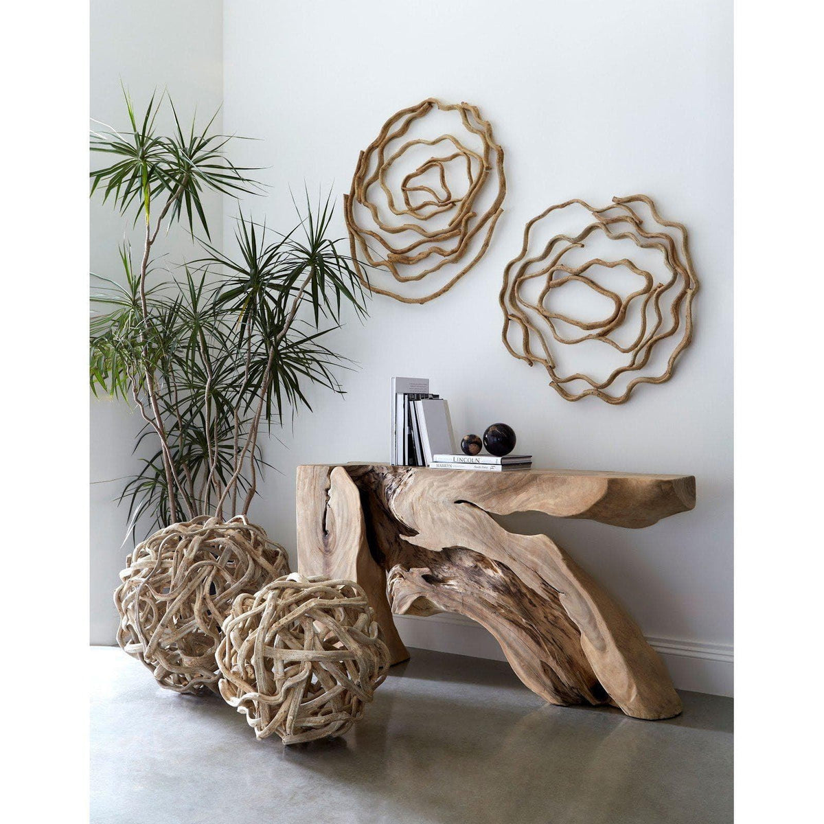 Natural Vine Twisted Wall Flower, Large - Wall Decor Detail | Bone & Brass