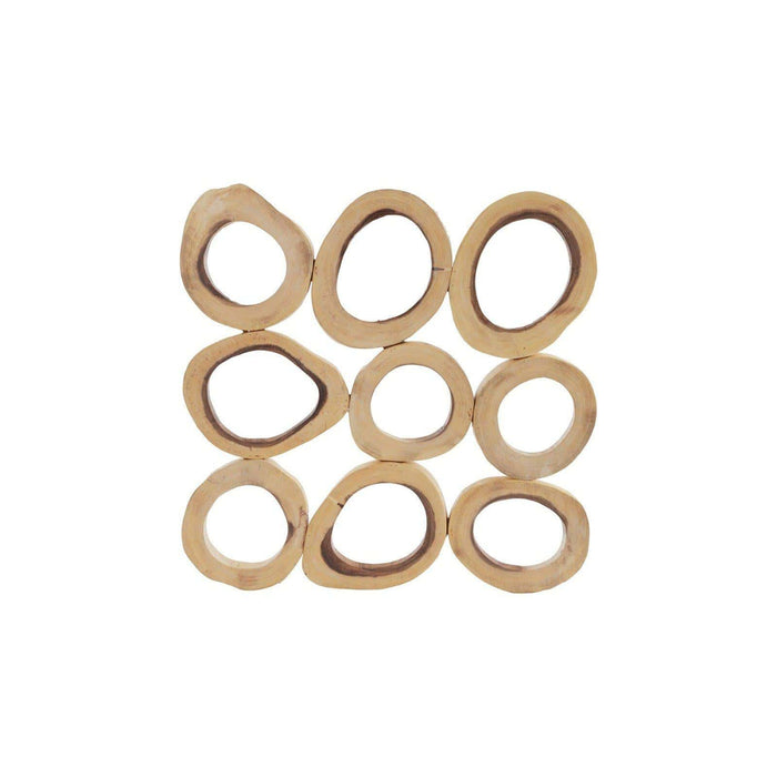 Chuleta Rings Square Wood Wall Art, Small | Bone & Brass
