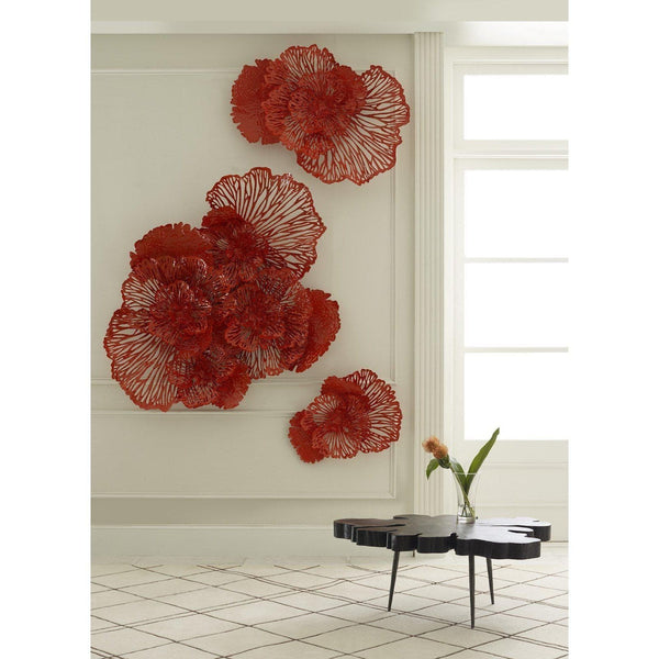 Orange Red Metal Flower Wall Art, Large - Wall Decor Detail | Bone & Brass