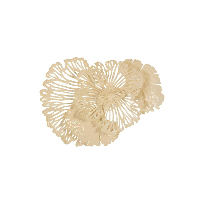 Ivory Metal Flower Wall Art, Small | Bone & Brass