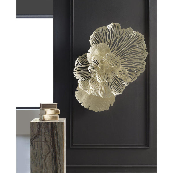 Ivory Metal Flower Wall Art, Medium - Wall Decor Detail | Bone & Brass