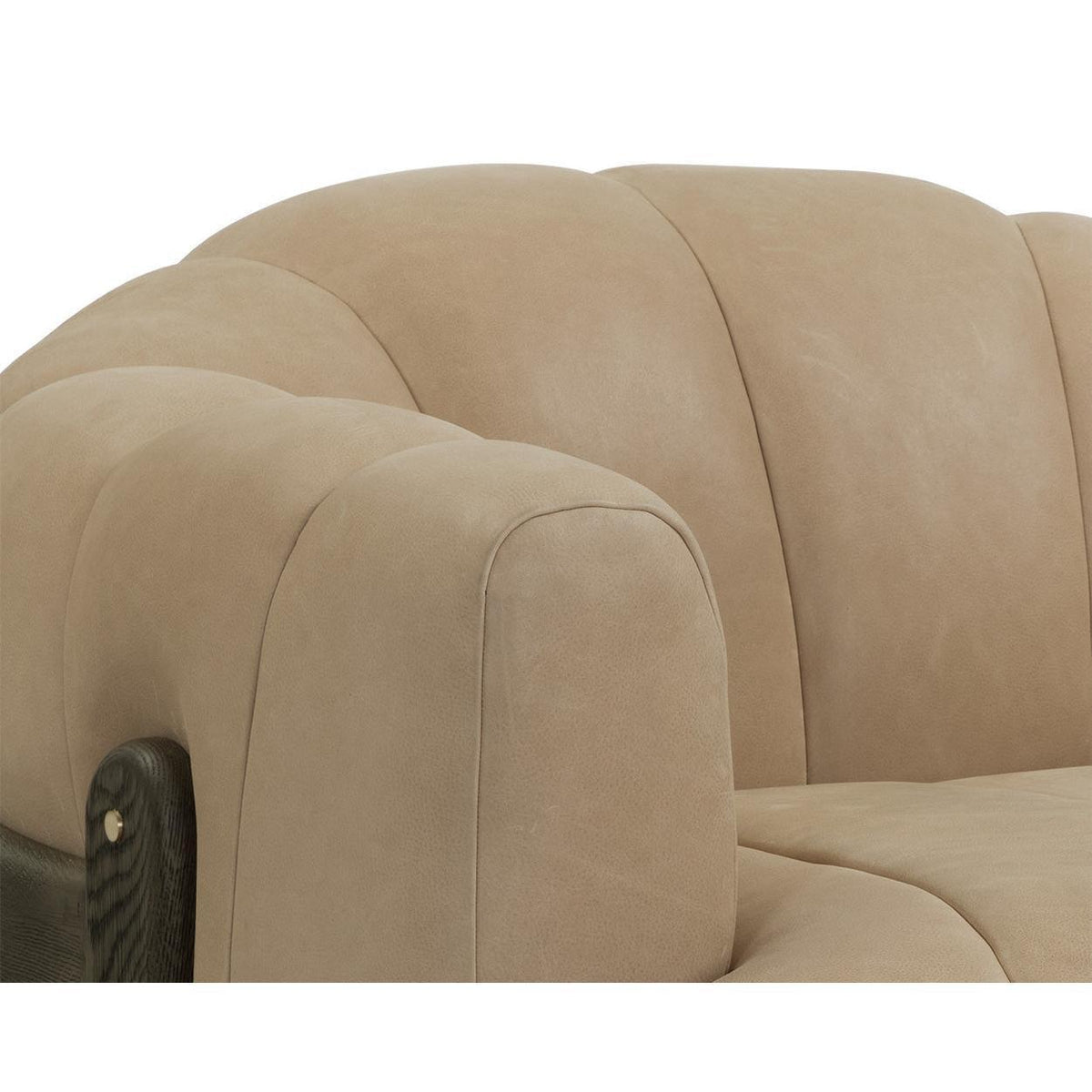 Tadeo Sahara Sand Leather Swivel Armchair - Chair Upholstery Detail | Bone & Brass