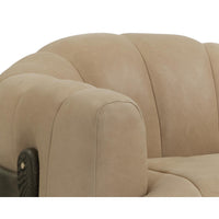 Tadeo Sahara Sand Leather Swivel Armchair - Chair Upholstery Detail | Bone & Brass
