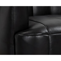 Tadeo Vintage Black Leather Swivel Armchair - Chair Upholstery Detail | Bone & Brass