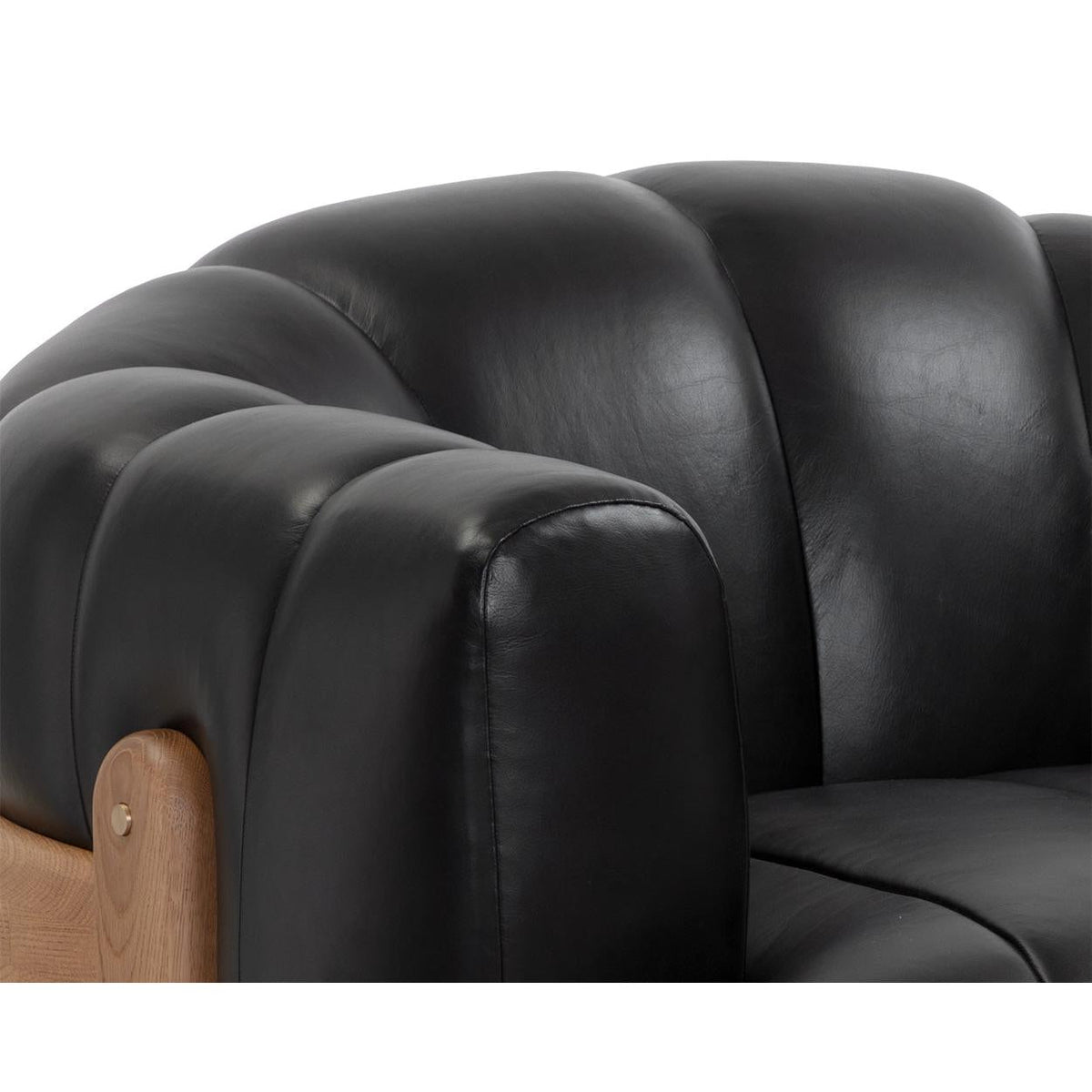 Tadeo Vintage Black Leather Swivel Armchair - Chair View | Bone & Brass