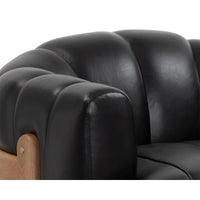 Tadeo Vintage Black Leather Swivel Armchair - Chair View | Bone & Brass