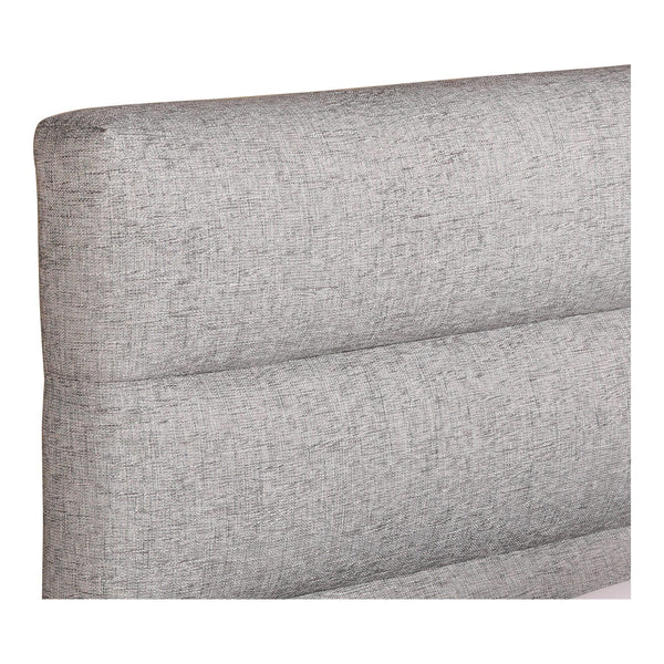 Takio Light Grey Velvet Upholstered Bed - Bed Side View | Bone & Brass