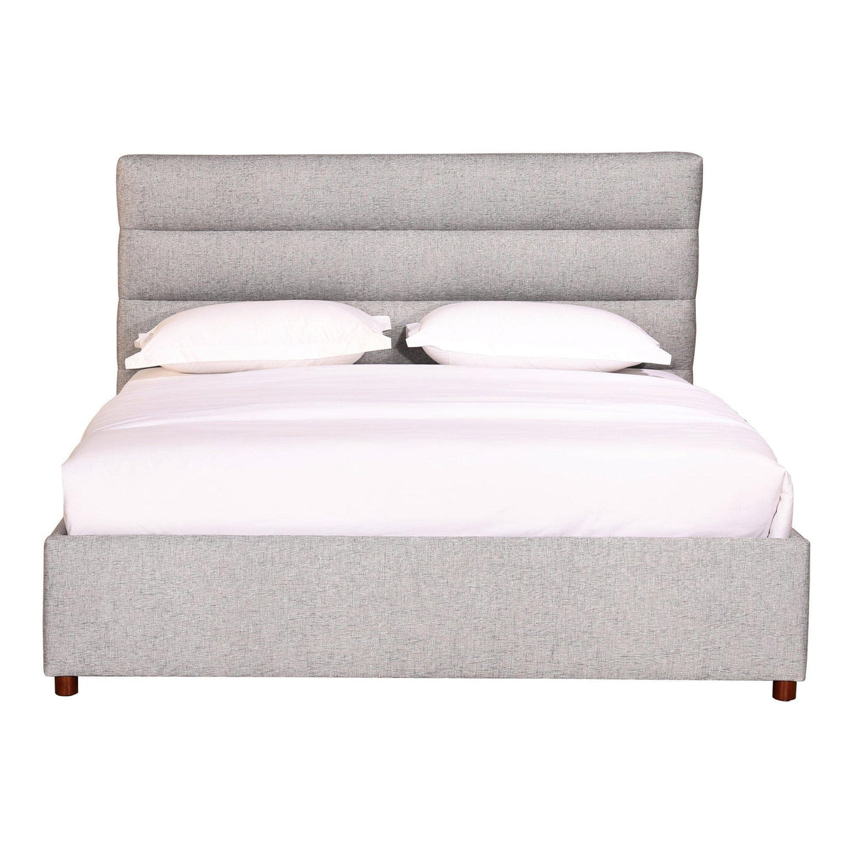 Takio Light Grey Velvet Upholstered Bed | Bone & Brass