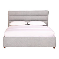 Takio Light Grey Velvet Upholstered Bed | Bone & Brass