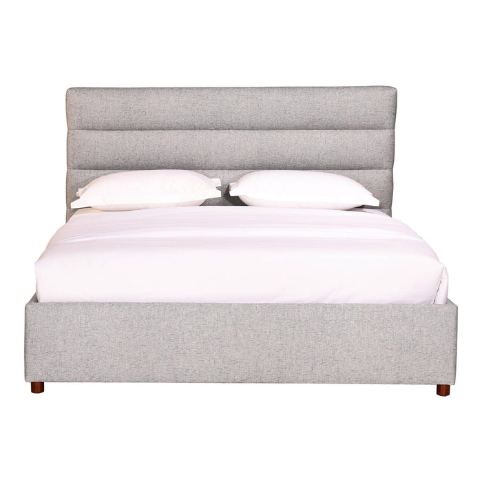 Takio Light Grey Velvet Upholstered Bed | Bone & Brass