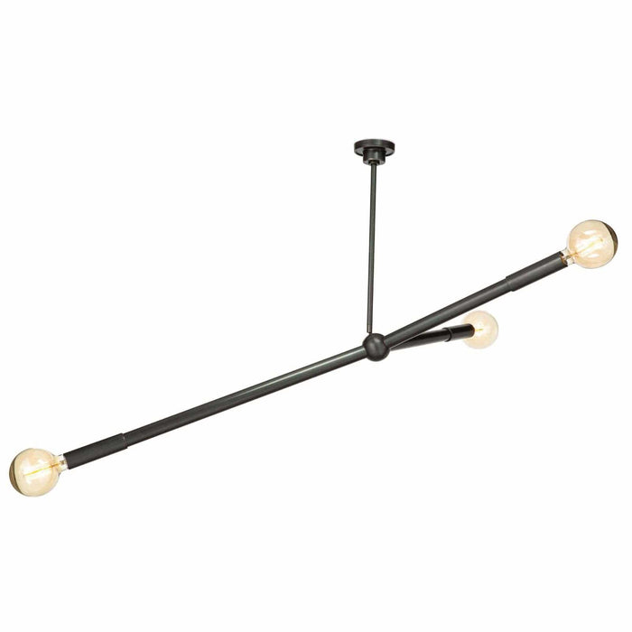 Modern Talon Chandelier in oil rubbed bronze with three exposed G-type bulbs and adjustable arms.