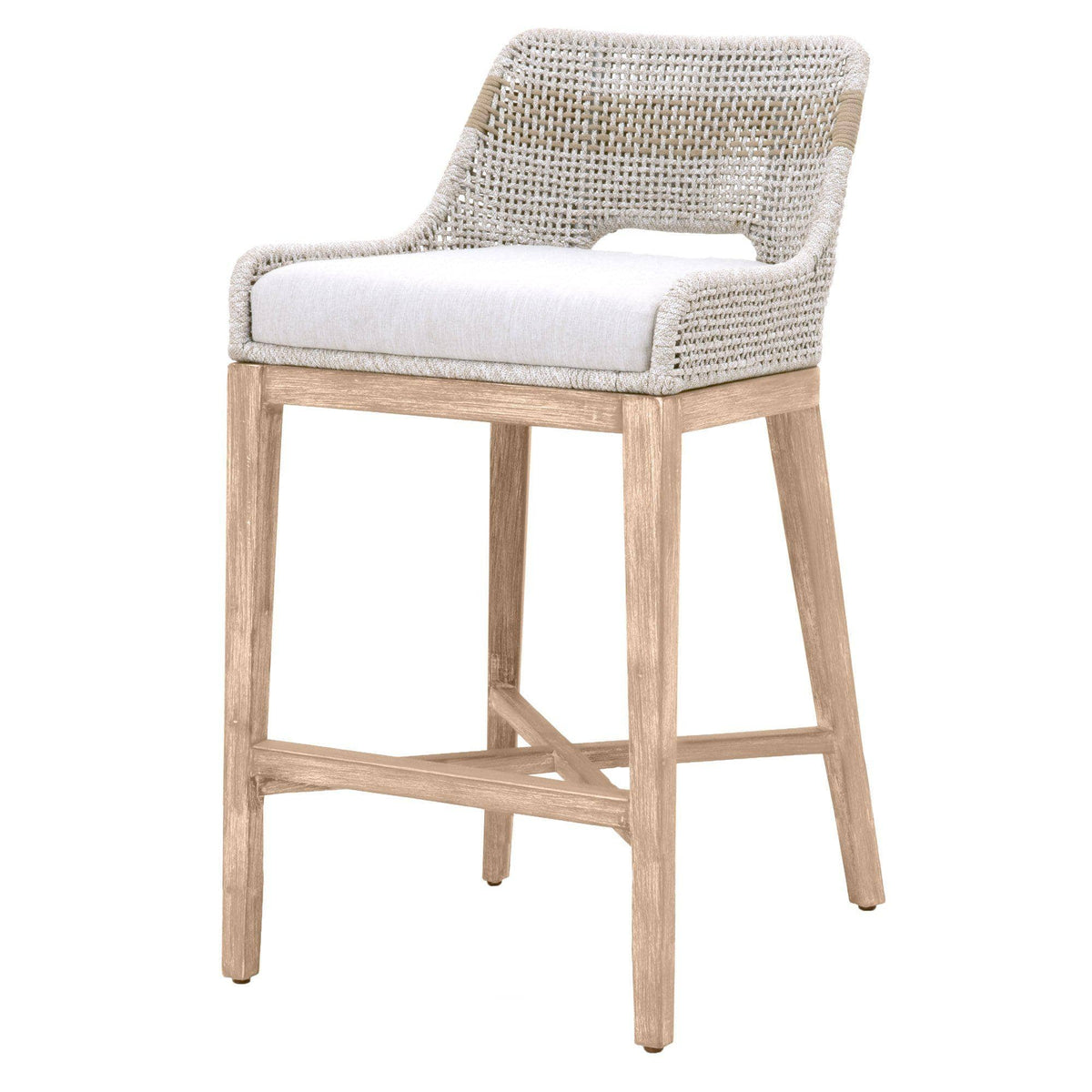 Tootsie White & Taupe Rope Barstool