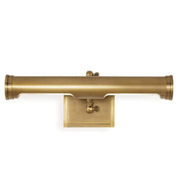 Tate Medium Natural Brass Picture Light, 18-inch wide, with a classic steel shade.
