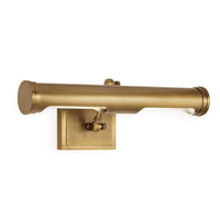 Medium natural brass Tate picture light with a classic, timeless design and clean lines.