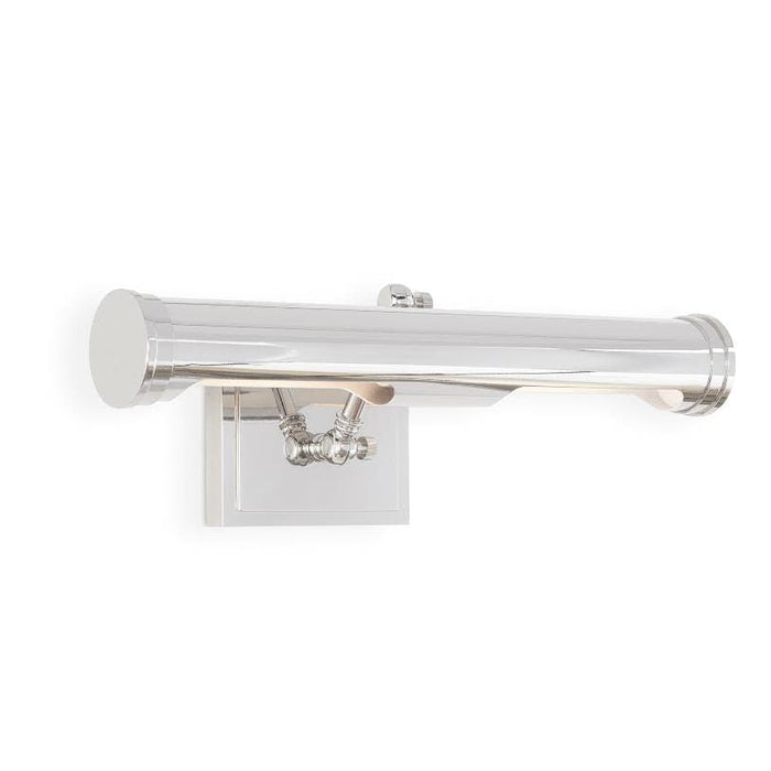 Medium Tate Picture Light in polished nickel, a classic 18-inch steel fixture with a modern, functional design.