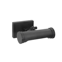 Small Tate picture light in oil rubbed bronze, featuring a rectangular base and cylindrical shade.