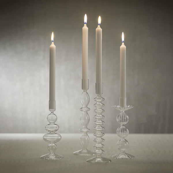 Tatum Glass Taper Candle Holders, Set 4 - Candlestick Detail | Bone & Brass