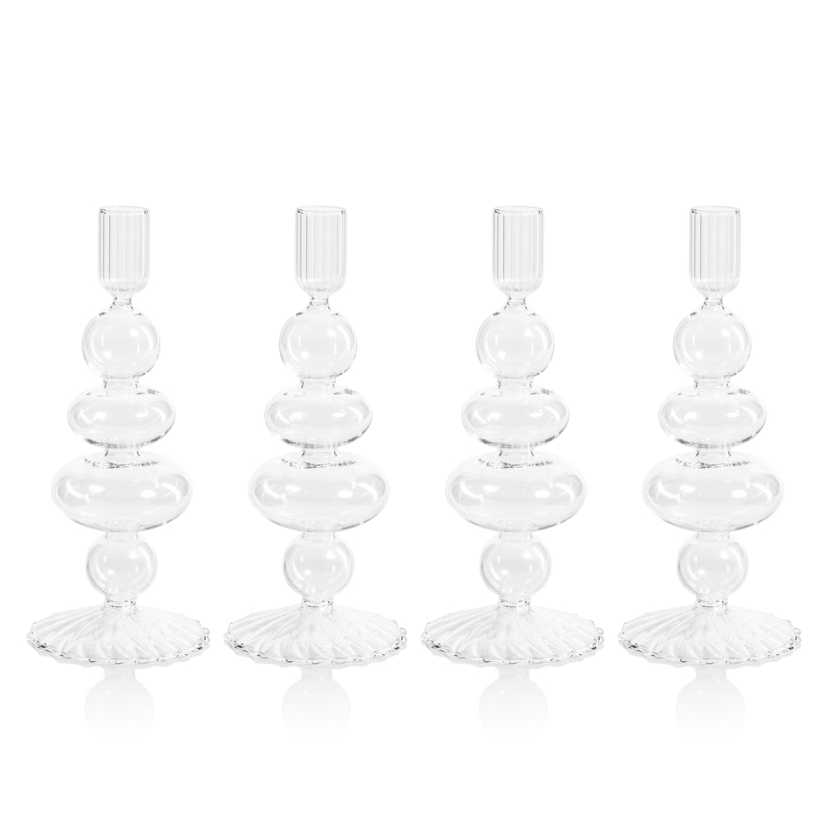 Tatum Glass Taper Candle Holders, Set 4 - Candlestick Side View | Bone & Brass