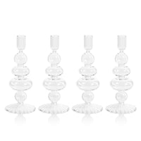Tatum Glass Taper Candle Holders, Set 4 - Candlestick Side View | Bone & Brass