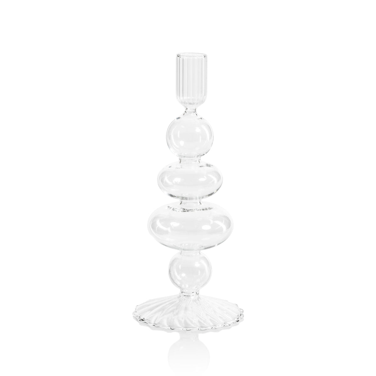 Tatum Glass Taper Candle Holders, Set 4 | Bone & Brass