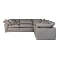 Terra Condo Classic L Modular Sectional Livesmart Fabric Light Grey - Sectional Side View | Bone & Brass