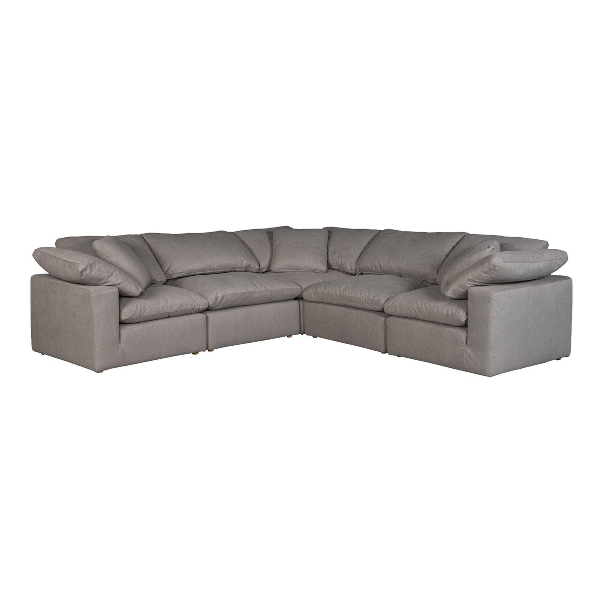 Terra Condo Classic L Modular Sectional Livesmart Fabric Light Grey | Bone & Brass