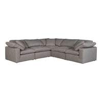 Terra Condo Classic L Modular Sectional Livesmart Fabric Light Grey | Bone & Brass