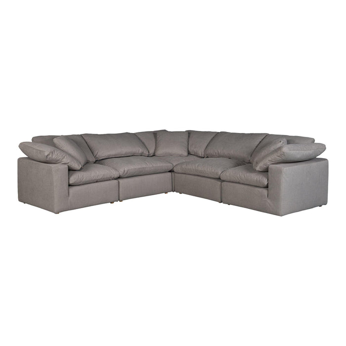 Terra Condo Classic L Modular Sectional Livesmart Fabric Light Grey | Bone & Brass