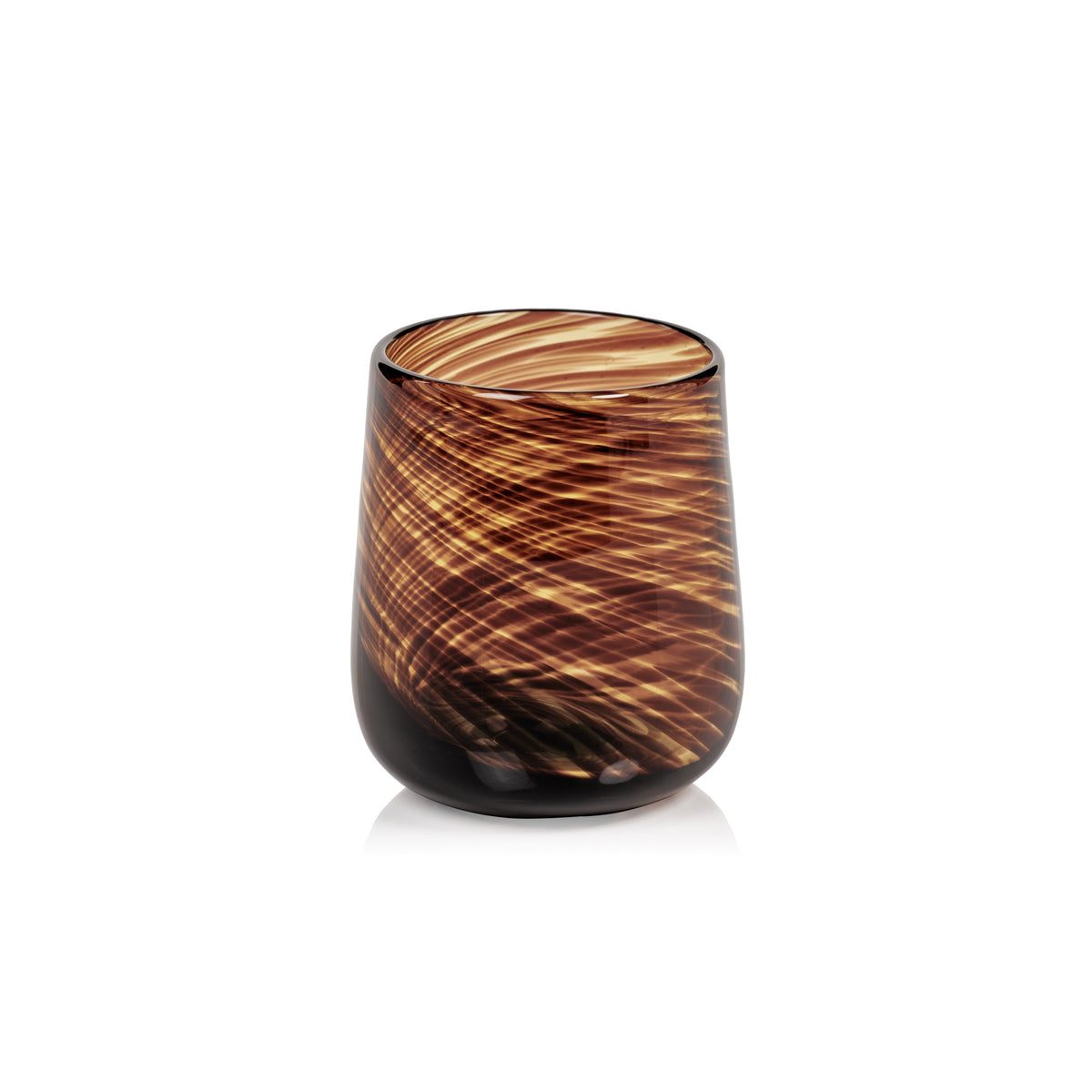 Thalia Tortoise Stemless All Purpose Glasses, Set of 6 | Bone & Brass
