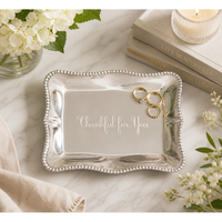 Silver "Thankful for You" Decorative Tray - Tray Detail | Bone & Brass