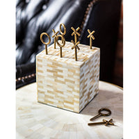 Tic Tac Toe Decorative Accessory Block - Detail View | Bone & Brass