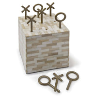 Tic Tac Toe Decorative Accessory Block - Side View | Bone & Brass