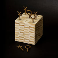 Tic Tac Toe Decorative Accessory Block - Close Up | Bone & Brass