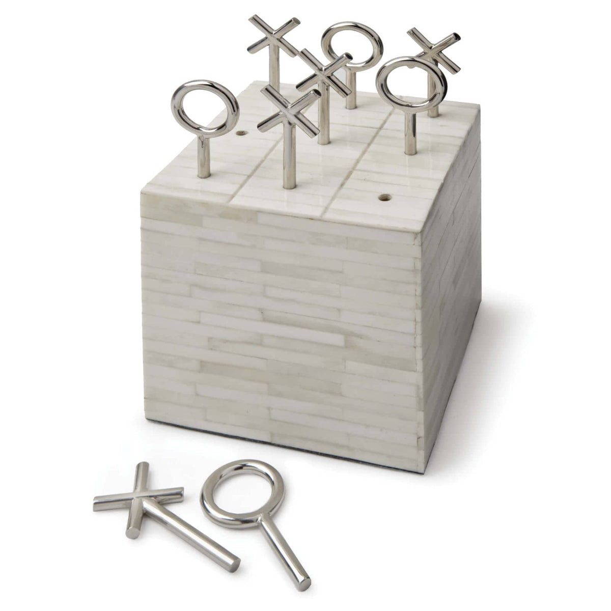 Tic Tac Toe Decorative Accessory Block | Bone & Brass