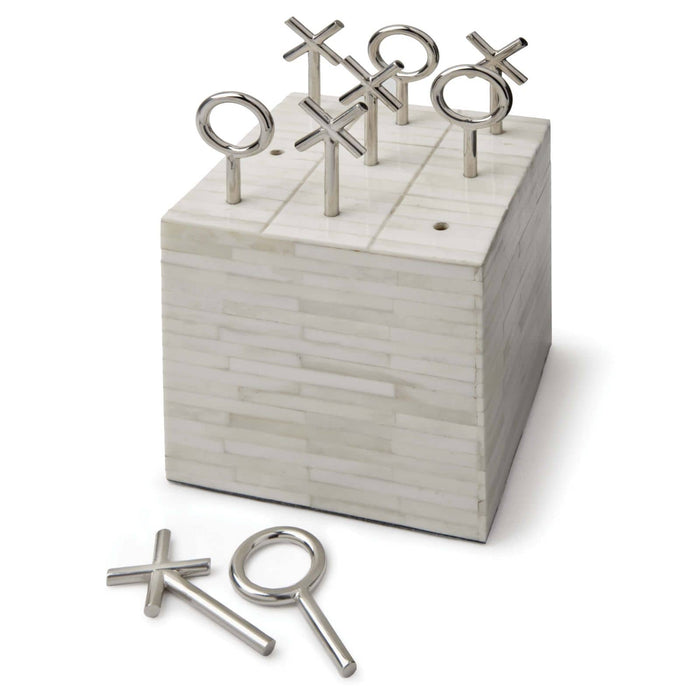 Tic Tac Toe Decorative Accessory Block | Bone & Brass