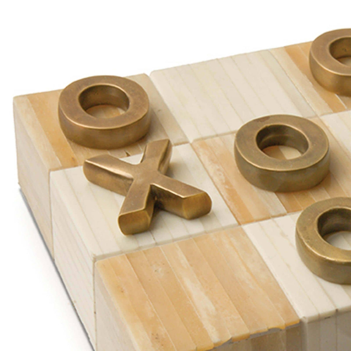 Tic Tac Toe Decorative Bone Flat Board - Detail View | Bone & Brass