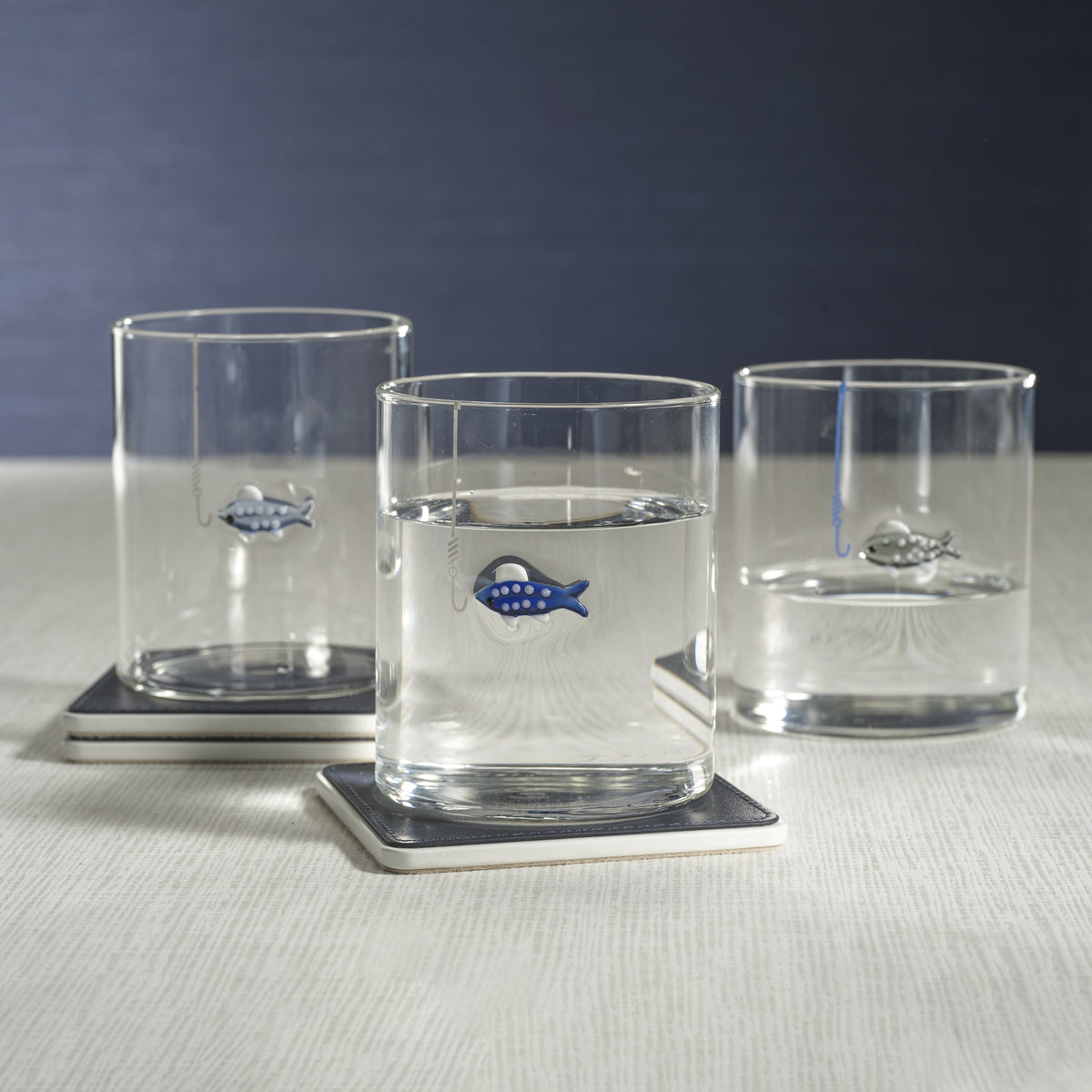 Tidal Sip Glass Tumblers, 3-Piece Assorted Set - Glass Detail | Bone & Brass
