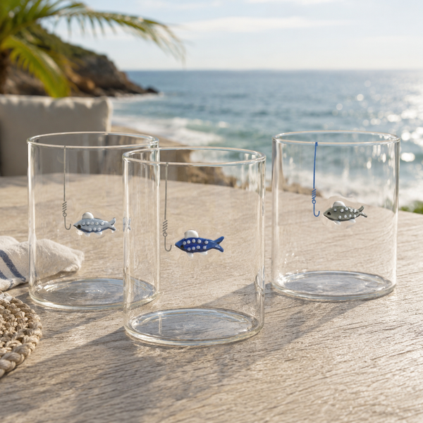 Tidal Sip Glass Tumblers, 3-Piece Assorted Set