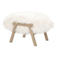Tilly White Faux Fur Ottoman - Ottoman Side View | Bone & Brass