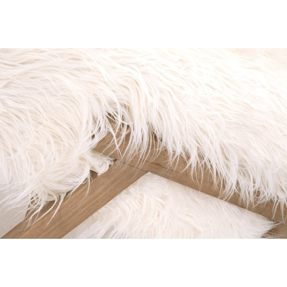 Tilly White Faux Fur Ottoman - Ottoman Top View | Bone & Brass