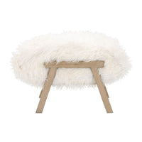 Tilly White Faux Fur Ottoman | Bone & Brass