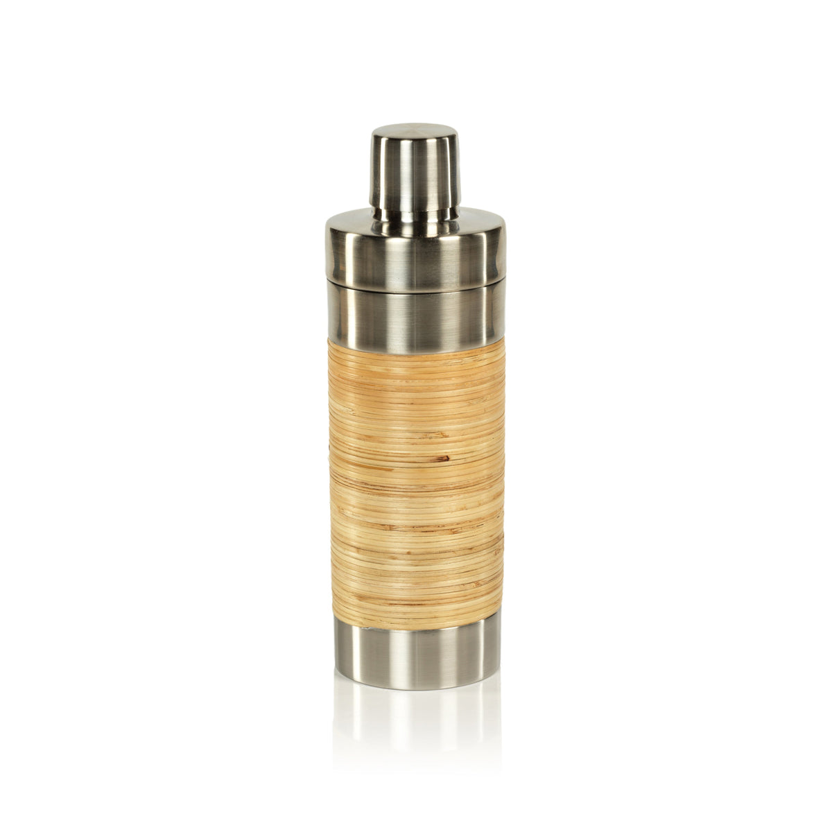 Timaru Rattan Matt Steel Cocktail Shaker | Bone & Brass