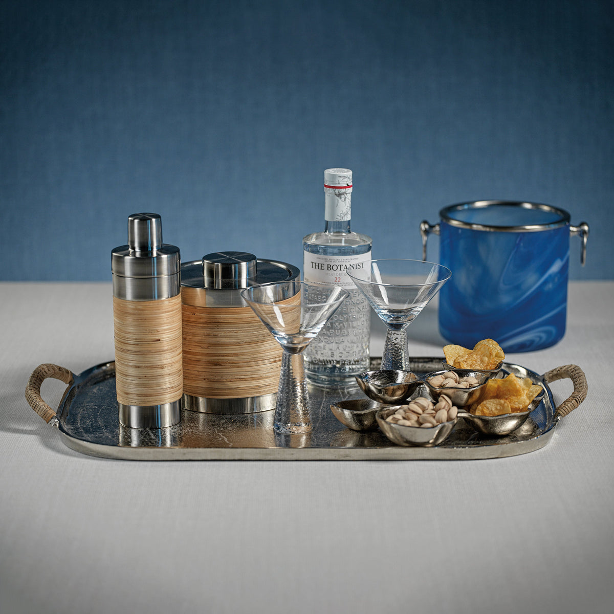 Timaru Rattan & Matt Steel Ice Bucket - Ice Bucket Handle Detail | Bone & Brass